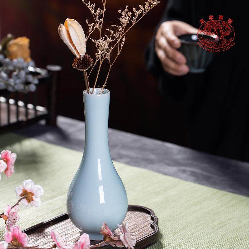 龙泉青瓷花插茶道中式摆件创意水培陶瓷时尚小花器花瓶家居装饰品,淘宝优惠券,粉丝福利购,淘宝优惠卷