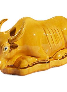 吸水饮水卧牛陶瓷风水黄牛水牛家具摆件卫生间厨房地漏下水道招财