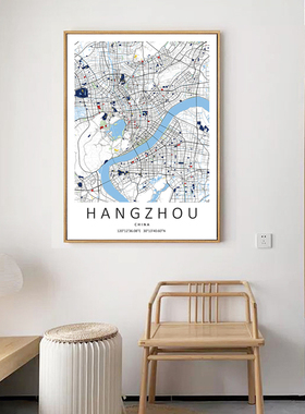 定制城市地图装饰画线条北