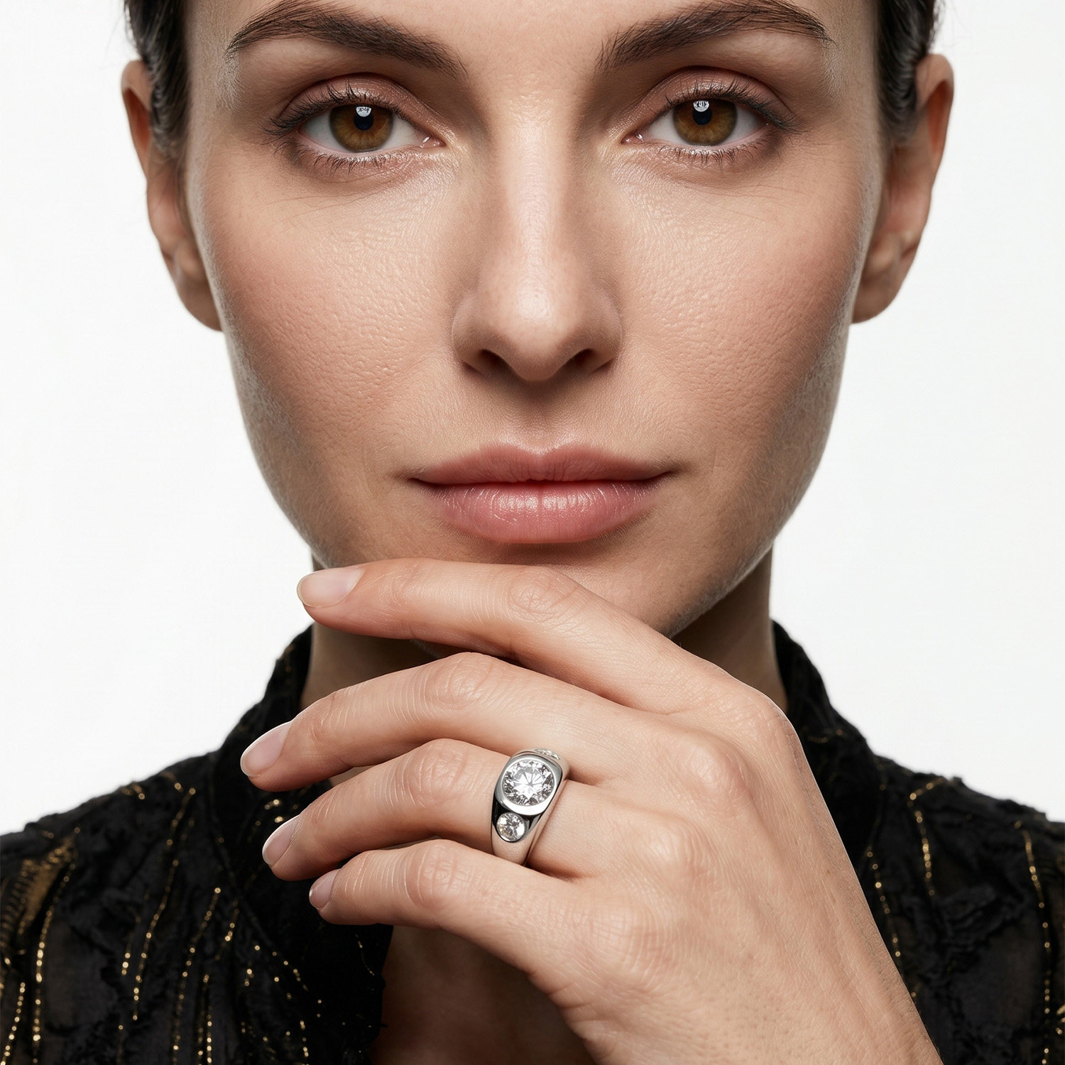 Light luxury 3 carat moissanite 925 silver ring for women