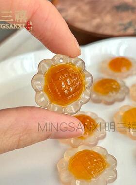 太天然髓冰种白玉玛瑙向日葵吊坠白MSX-A68F色玛瑙举夺魁挂件玉坠