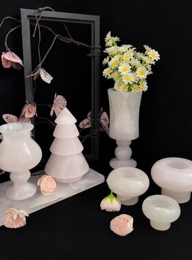 天然进口阿富汗粉玉家居高级轻奢设计师P款家用艺术摆件系列