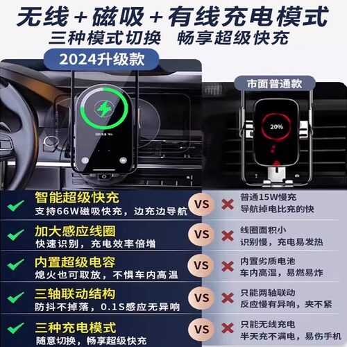 车载手机支架多功能仪表盘无线充电器2025新款汽车中控台超级快充 - 图2