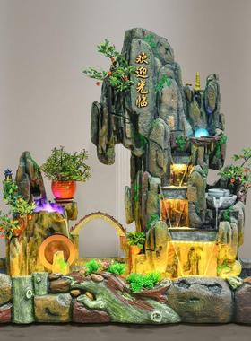 大型假山流水喷泉高山鱼池山水生财循环水景办公室外庭院造景摆件