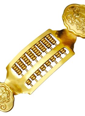 纯铜如意算盘黄铜实q心摆件铜器工艺品礼品特大号金算盘装饰