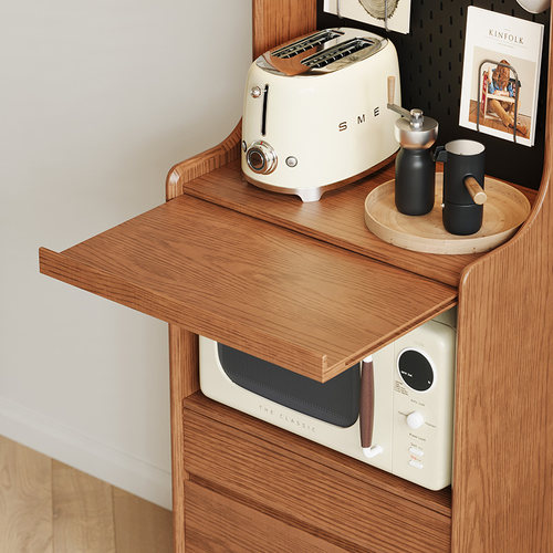 莱舍实木餐边柜小户型高柜靠墙一体厨房储物柜置物柜窄边型收纳柜 - 图1