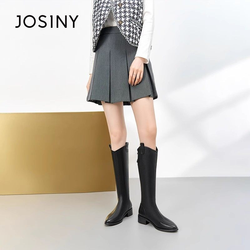 卓诗尼时尚V口长靴女不过膝高筒靴秋冬新款尖头时装靴切尔西靴女,淘宝优惠券,粉丝福利购,淘宝优惠卷