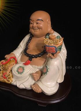 石湾陶瓷公仔家居客厅招财风水创意装饰佛像摆件手工大师精品笑佛