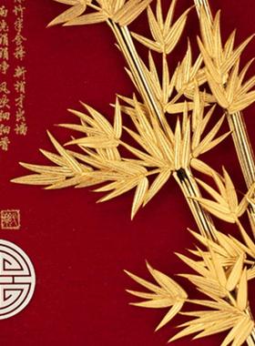 金箔画节节高升 客厅装饰画朋友高档礼品公司定制桌面摆件