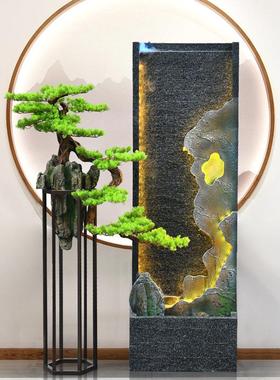 客厅玄关水幕墙流水喷泉摆件循环水电视柜旁水景办公室风水轮招财