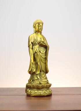 杨铜记 铜站释迦佛三宝佛佛像 黄铜阿弥陀佛药师佛