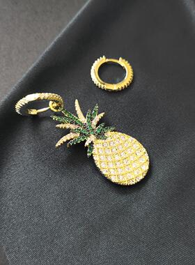 彩虹不对称耳环仙人掌恶魔星球西瓜菠萝鳄鱼耳钉耳饰礼物送女友