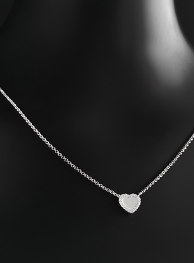 迷你白贝母爱心可调节项链女生百搭心形锁骨链欧美礼物潮送女友