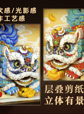 玺语醒狮3D立体画非遗定制礼品
