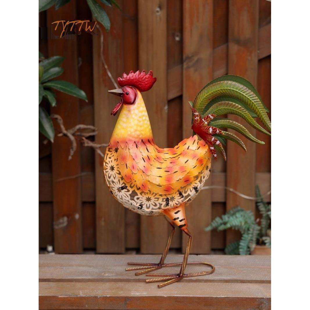 美国乡村铁橙红色公鸡装饰房子花园庭院落地店软装饰手工饰品,淘宝优惠券,粉丝福利购,淘宝优惠卷