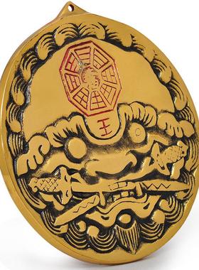 铜虎头八卦虎咬剑挂件铜虎睚眦风水门饰镜门对门冲家居兽头牌摆件