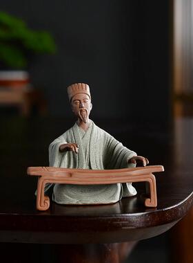 创意琴棋书画古代历史人物摆件陶瓷雕塑李白禅意微景观造景装饰品