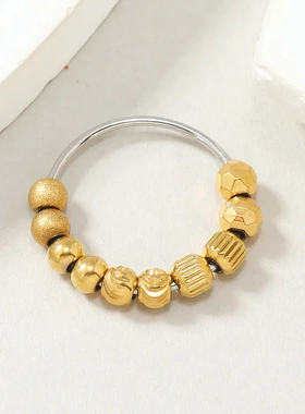 不锈钢饰品 可移动十颗磨砂花纹缓解焦虑压力钛钢戒指厂