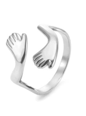 不锈钢拥抱开口戒指女简约冷淡可调节食指戒个性指环