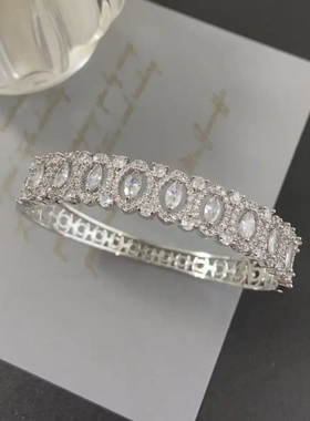 重工法式微镶锆石手镯满天星排钻锆石复古宽手环高级感轻奢镯子