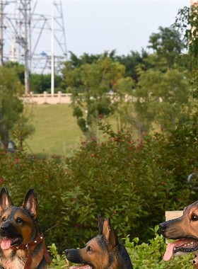仿真动物玻璃钢雕塑草地户外狼狗装饰品园林景观德牧看门招财摆件