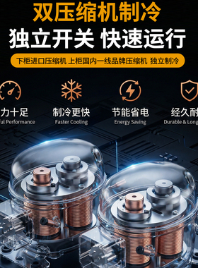 商用子母冷藏冷冻淇淋雪糕展示柜