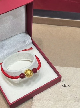 卡纯诗仿真金古法红绳通天珠手链黄金色沙金手串高级感轻奢本命年