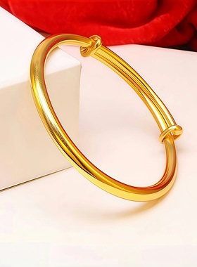 卡纯诗金店同款沙金仿真金光面推拉手镯女轻奢高级感设计可调节