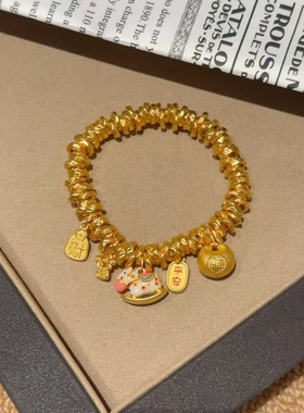 卡纯诗金店同款沙金仿真金小木马盘缠手链女轻奢高级感手串送女友