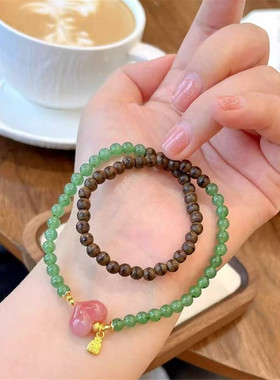 金店同款沙金仿真金南红玛瑙手链女高级感手串送女友礼物新款轻奢