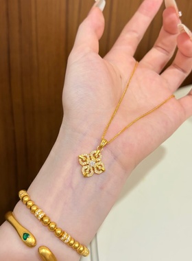卡纯诗金店同款沙金仿真金十字金刚杵吊坠女高级感项链项坠精致