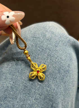 金店同款沙金仿真金十字金刚杵吊坠女轻奢高级感项链送女友礼物