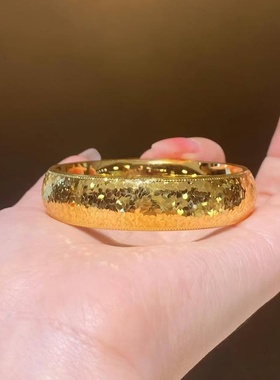 卡纯诗金店同款沙金仿真金宽版碎碎冰轮胎手镯女高级感手环送礼物