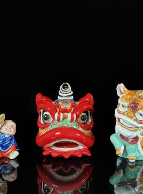 醒狮摆件国潮舞狮狮子头传统非遗文创纪念品陶瓷工艺品特色伴手礼