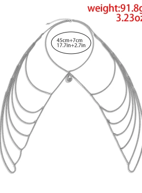 欧美饰品 个性甜酷链条流苏肩颈链女 简约水滴镶钻金属项饰