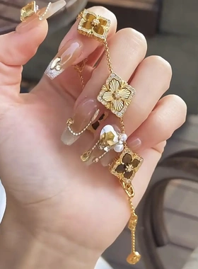 真金电镀锆石菱形花朵手链宫廷风时尚气质手环高级感设计手饰