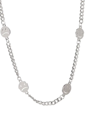 韩国双面表情链条笑脸项链ins嘻哈个性冷淡风男女同款夸张锁骨链