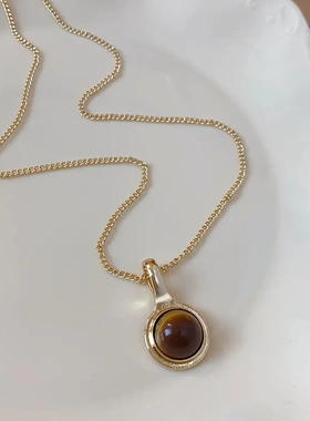 美拉德缠绕人造石吊坠项链秋冬高级感独特锁骨链个性时尚项饰