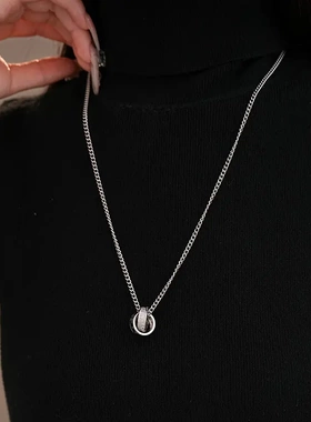 韩国滴油锆石字母环环相扣项链时尚潮流百搭锁骨链简约高级感项饰