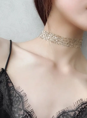 韩版原宿饰品 简约颈带项链女锁骨链短款脖链 颈链