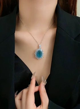 法式轻奢椭圆形锆石项链小众时尚设计感锁骨链高级感百搭饰品