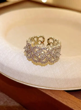 锆石小蛇弯曲开口戒指女高级感精致食指戒通勤个性新款潮手饰