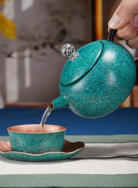 紫铜茶壶《碧波斑斓茶礼套装》家用烧水壶茶室茶壶送礼套装