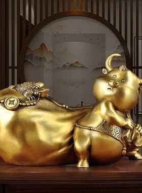 铜十二生肖牛摆件招财牛客厅玄关装饰品办公室老板桌摆设工艺礼品