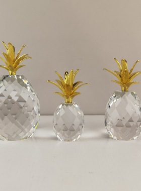 现代简约几何透明水晶水果菠萝装饰摆件客厅卧室酒店软装家居饰品