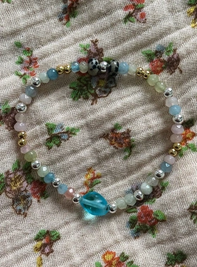 彩色石手链冰激凌夏季新款天然石手链小众串珠设计饰品