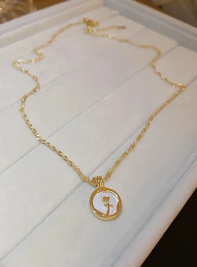 钛钢人鱼姬珍珠鱼尾几何项链韩国时尚设计感锁骨链项坠气质项链女