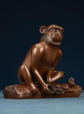 紫铜生肖猴摆件 创意十二生肖工艺品办公室桌面装饰摆设