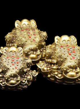 宏达 黄铜大号聚宝盆金蟾 日进斗米铜蟾家居办公玄关铜金蟾摆件