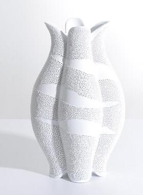 简约现代白色树脂花瓶创意艺术插干花花器桌面餐桌办公室酒柜摆件